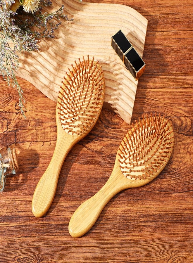 Wanmu 10 Pcs Bamboo Hair Brush, Bulk Natural Wooden Paddle Brush Round-tipped Bamboo Bristles Lightweight Massage Scalp Hair Combs for Women Men and Children, Stimulates Scalp for Hairs Growth (Small) - Image 4